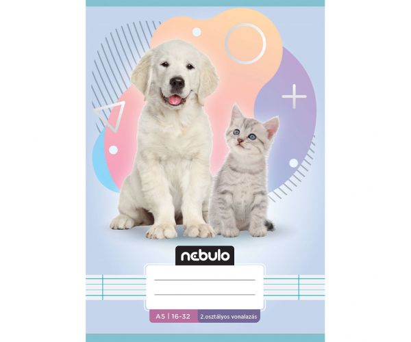 Nebulo: Caiet liniat pentru clasa a 2-a, format A5, 16-32 file, cu animale - Animale de companie preferate