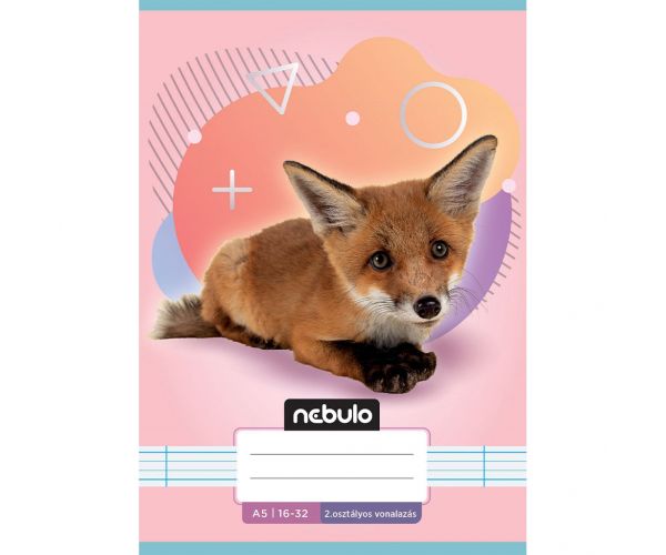 Nebulo: Caiet liniat pentru clasa a 2-a, format A5, 16-32 file, cu animale - cu vulpe