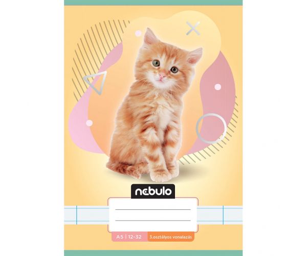 Nebulo: Caiet liniat pentru clasa a 3-a, format A5, 12-32, cu animale - Pisici