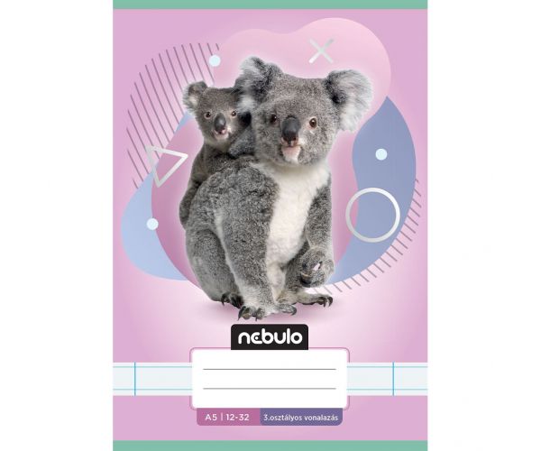 Nebulo: Caiet liniat pentru clasa a 3-a, format A5, 12-32, cu animale - cu koala