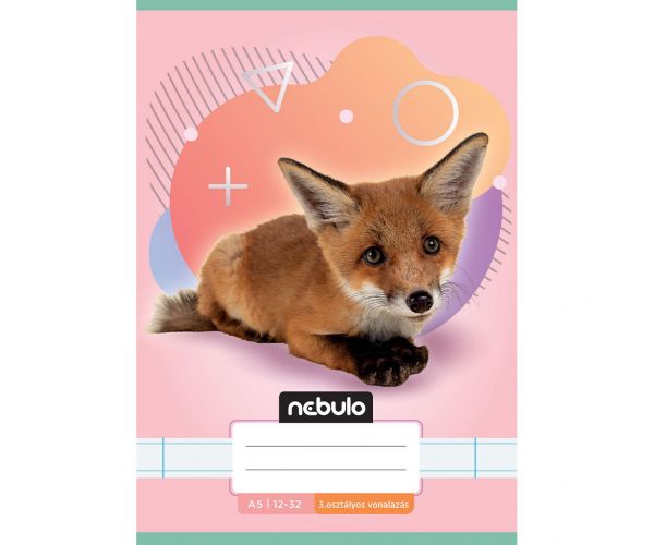 Nebulo: Caiet liniat pentru clasa a 3-a, format A5, 12-32, cu animale - cu vulpe