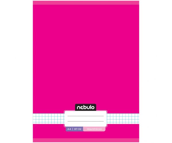 Nebulo: Caiet pătrățat cu capse, neon roz, format A4, 87-32