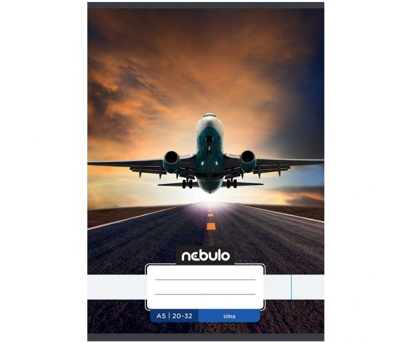 Nebulo: Caiet simplu A/5, 20-32 file, cu model avion zburător imprimat, capsat