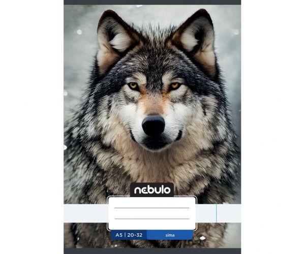 Nebulo: Caiet simplu capsat A5, 20-32 pagini, model cool - cu lup.