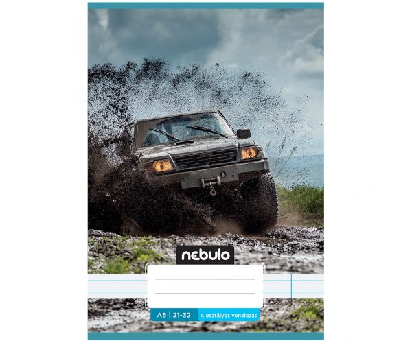 Nebulo: Caiet tip linii, clasa a 4-a, format A5, model off-road 21-32, capsat