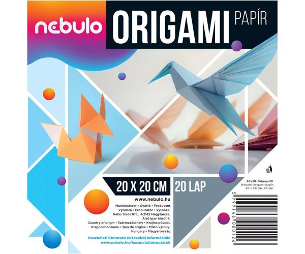 Nebulo: Foi de origami 20x20cm, set de 20 bucăți, 80g