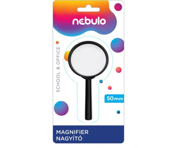 Nebulo: Lupă cu mâner din plastic, lentilă de 50 mm