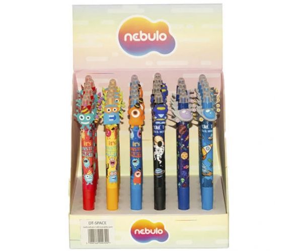 Nebulo: Pix cu gel cu buton, cu radieră și design cu extratereștri, disponibil în mai multe variante, 1 buc.