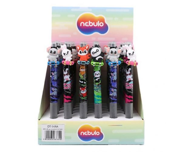 Nebulo: Pix cu gel cu buton șters, cu animale pe skateboard, diverse modele, 1 buc.