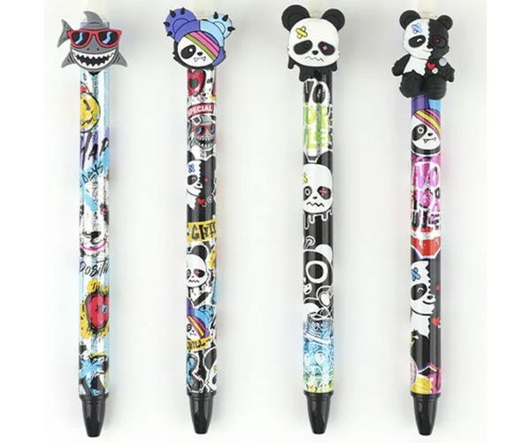 Nebulo: Pix cu gel tip buton, radiabil, cu model panda, disponibil în mai multe variante, 1 buc.