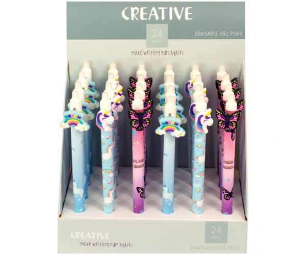 Nebulo: Pix gel cu design, cu imprimeu pentru fete, cu cerneală ștergabilă, cu buton, în mai multe variante, 1 buc.