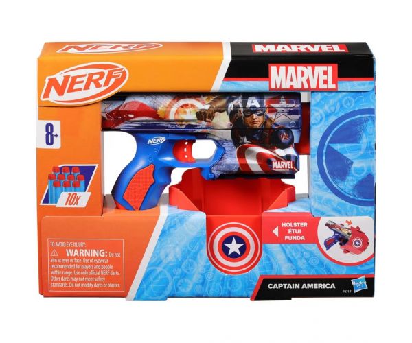 Nerf: Marvel Căpitanul America, pistol cu săgeți din spumă - Hasbro