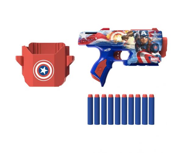 Nerf: Marvel Căpitanul America, pistol cu săgeți din spumă - Hasbro