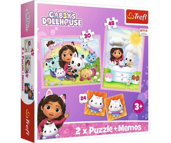 Netflix: Casa de păpuși a lui Gabi 2 în 1 puzzle + joc de memorie