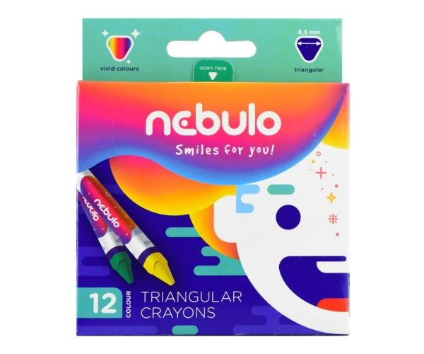 Nebulo: Színes háromszög alakú zsírkréta szett 12db-os