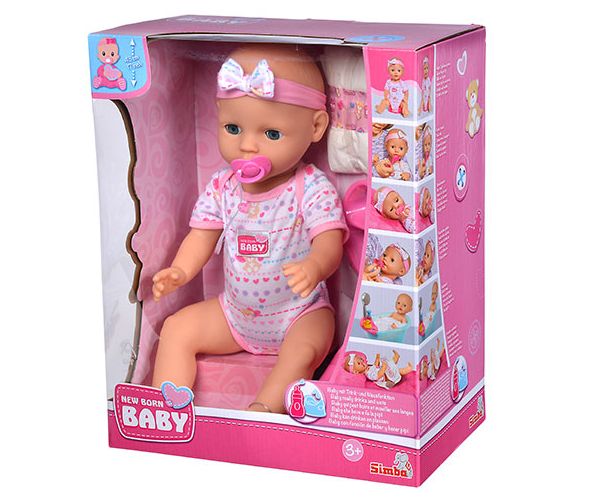 New Born Baby păpușă face pipi cu accesorii 43cm - Simba Toys