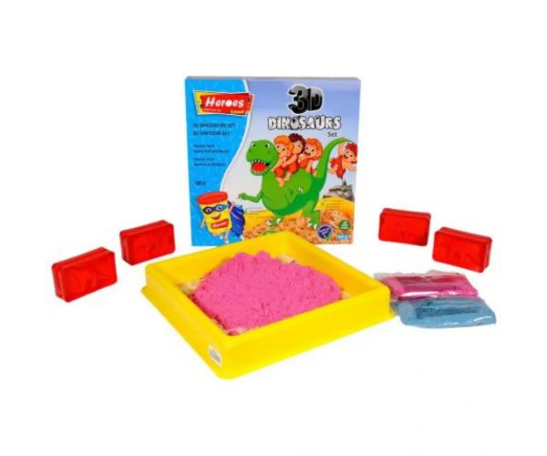 Nisip kinetic: Set de modelare cu eroi dinozauri sau ponei, accesorii incluse, 500g
