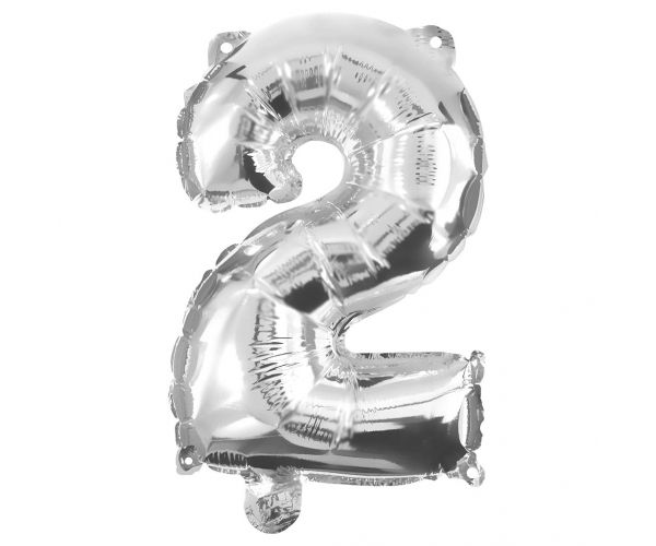 Numeroase baloane din folie argintie – numărul 2, 32cm