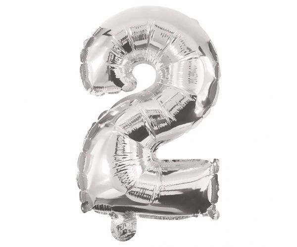 Numeroase baloane din folie argintie – numărul 2, 86 cm
