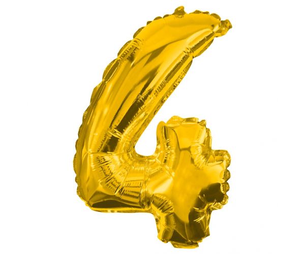 Numeroase baloane din folie de culoare aurie – cifra 4, 86 cm
