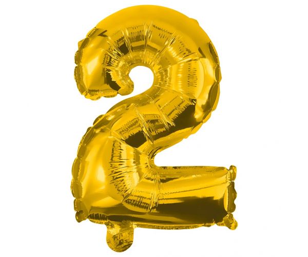 Numeroase baloane din folie de culoare aurie – numărul 2, 86 cm