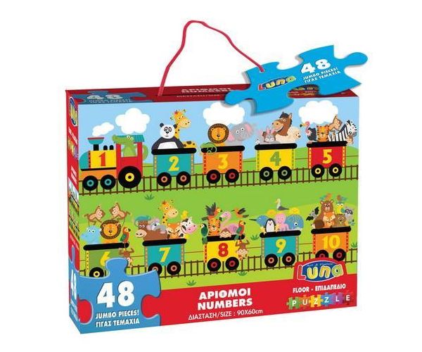 Numere vesele 48 bucăți puzzle covor 90x60cm