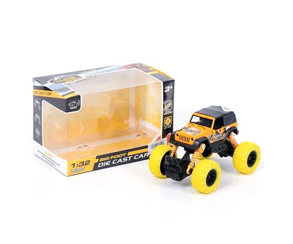 Off-Road hátrahúzós sárga terepjáró 1/32