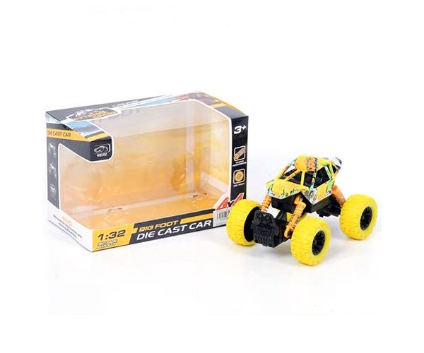 Off-Road hátrahúzós sárga rally autó 1/32
