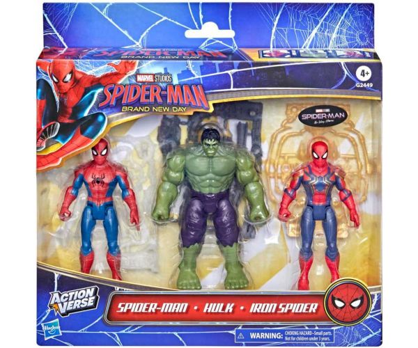 Omul Păianjen O zi complet nouă: Set de 3 figurine de acțiune ActionVerse – Hasbro