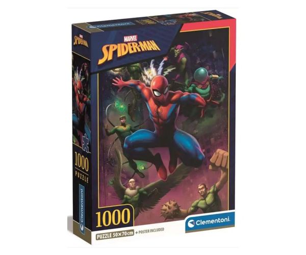 Omul Păianjen și dușmanii săi îngrozitori 1000 bucăți puzzle cu poster - Clementoni