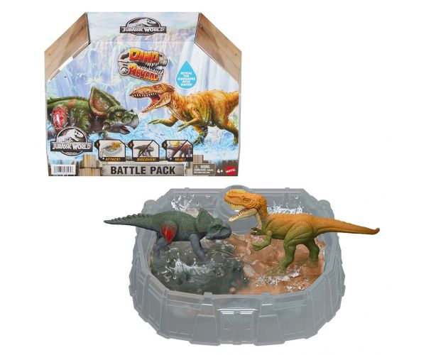 Pachet Jurassic World: Dino Reveal Battle Pack cu 2 figurine dinozaur – Mattel