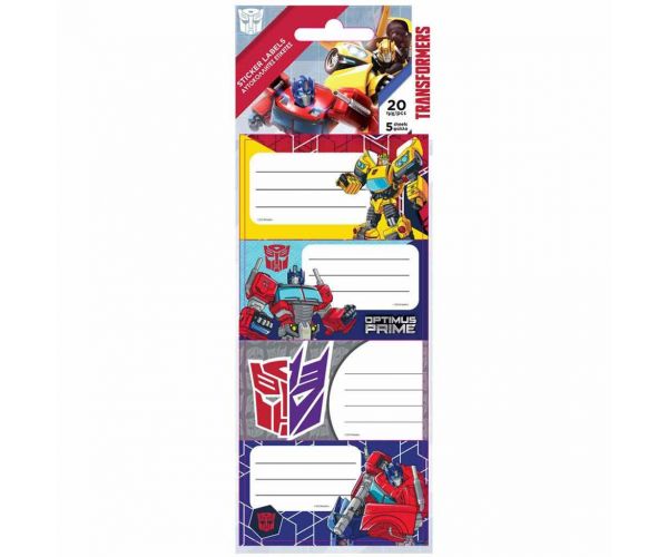 Pachet de 20 de etichete pentru caiete Transformers