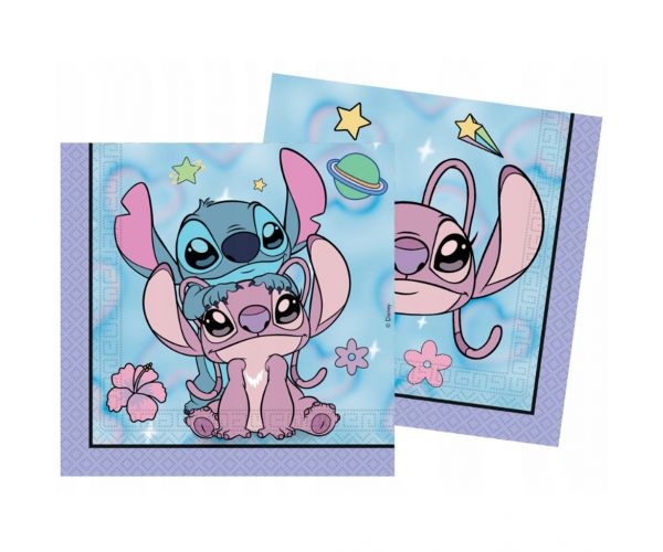 Pachet de șervețele de hârtie Disney Stitch și Angel, 20 bucăți, 2 straturi
