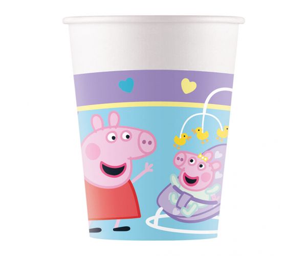 Pahare de hârtie Peppa Pig, set de 8 bucăți, 200 ml