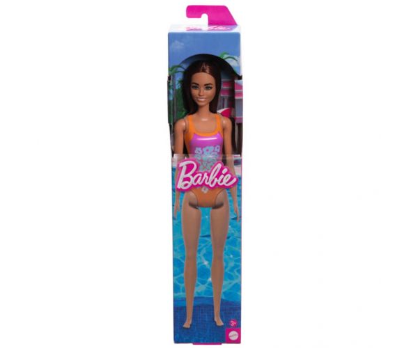 Barbie Beach baba lila színű, mintás fürdőruhában - Mattel