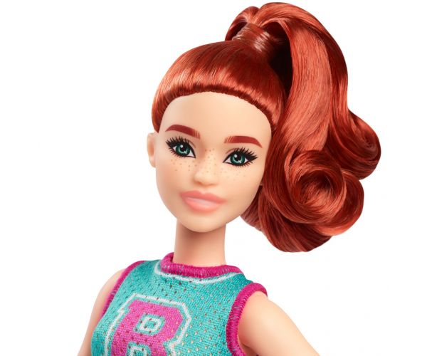 Păpușă Barbie Fashionista stilată, cu păr roșcat și fustă mov - Mattel