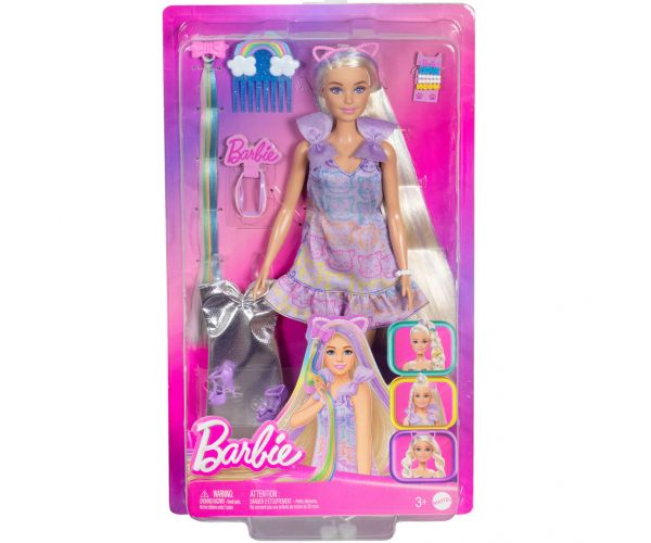 Păpușa Barbie în ținută cu pisică, set de joacă cu șuvițe la modă - Mattel