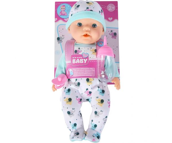 Păpușă bebeluș nou-născut cu biberon, îmbrăcată în haine cu elefant - Simba Toys