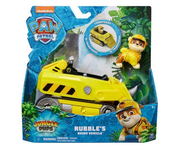 Patrula Cățelușilor: Figurină mini Rubble cu vehicul rinocer - Spin Master