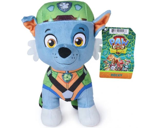 Patrula Cățelușilor: Filmul cu dinozauri - Figurina de pluș Rocky, model de bază, 17 cm - Spin Master