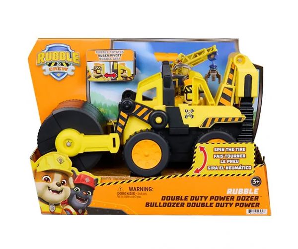 Patrula Cățelușilor: Rubble și echipa sa Double Dozer rulou compactor cu figurina Rubble - Spin Master