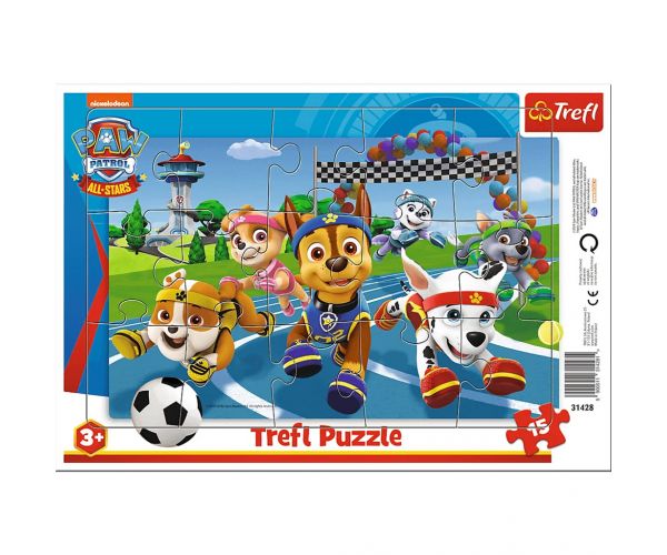 Patrula cățelușilor: Aventură sportivă puzzle cu ramă, 15 piese - Trefl