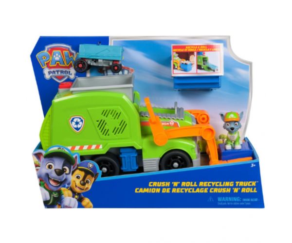 Patrula cățelușilor: CrushNRoll camion de gunoi deluxe Rocky - Spin Master