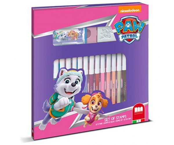 Patrula cățelușilor: Set de 22 de ștampile cu Skye și Everest cu carioci - Multiprint