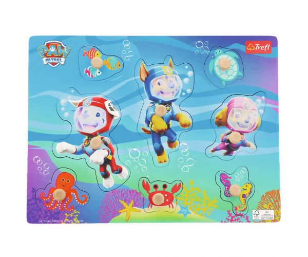 Patrula cățelușilor scafandri în acțiune puzzle din lemn cu forme - Trefl