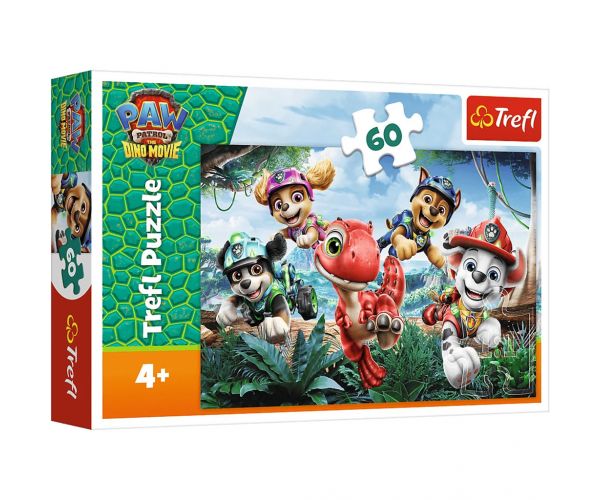 Paw Patrol Aventură de salvare a dinozaurilor, puzzle de 60 de piese - Trefl
