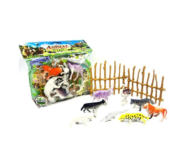 Pachet figurină animale sălbatice cu gard