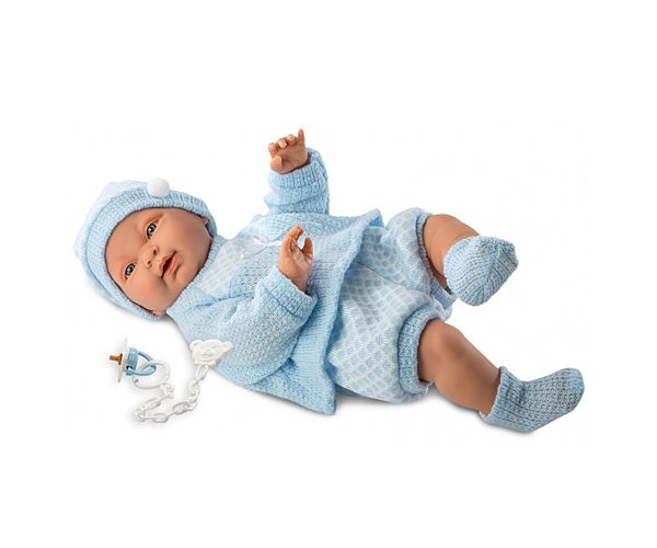 Csecsemő baba kék ruhában ázsiai 45cm