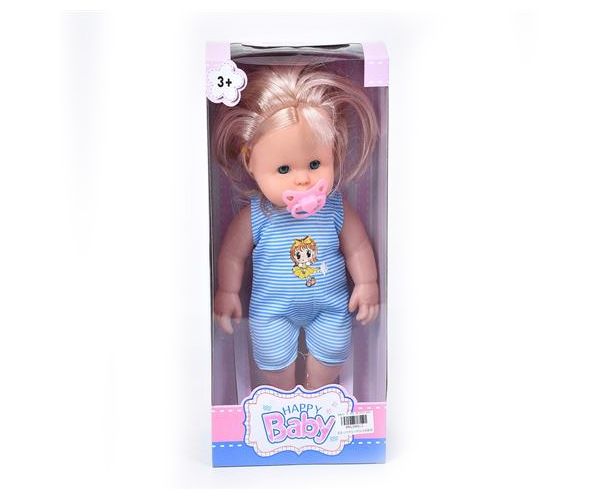 Szőke hajú baba hanggal és cumival 35cm