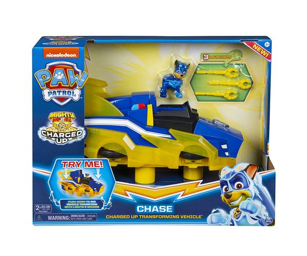 Paw Patrol Mighty Pups: Chase Deluxe vehicul cu sunete și lumini - Spin Master